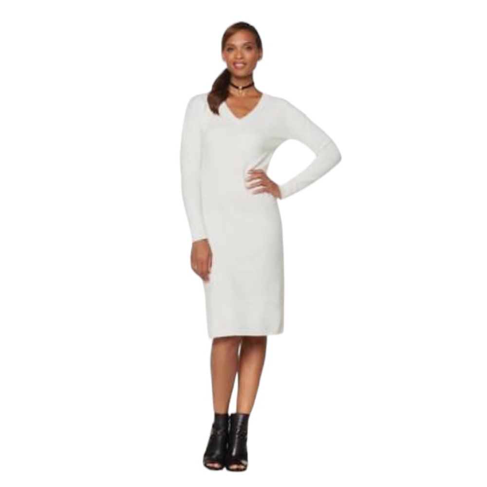 NEW! SERENA WILLIAMS Off The Runway Sweater Dress Lightweight Cream Size Medium